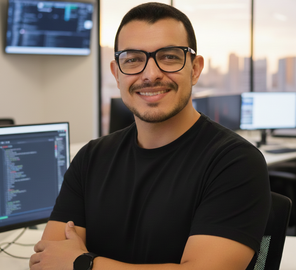 Jaime Díaz, Full-Stack Developer JS/Python trabajando en entorno de oficina